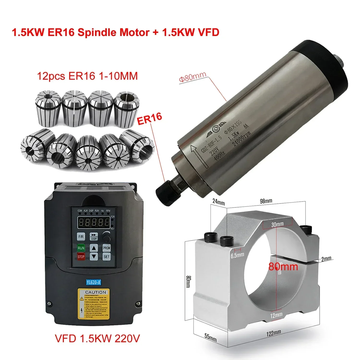 ชุดมอเตอร์แกนหมุน CNC ระบายควา - Er20 Collet Chuck Spindle Motor 220V บทวิจารณ์และราคา